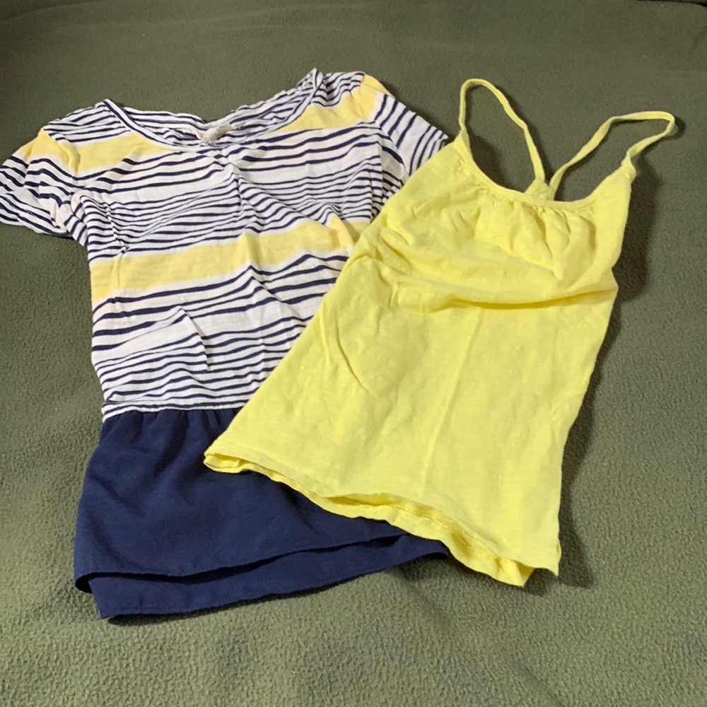 Lot of 2 tops.  Maison Jules and Joe Fresh. Striped and solid color.  Size M